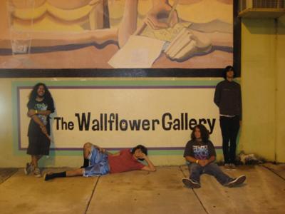 Outside The Wallflower Gallery before their show.