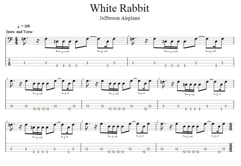 white rabbit bass tab